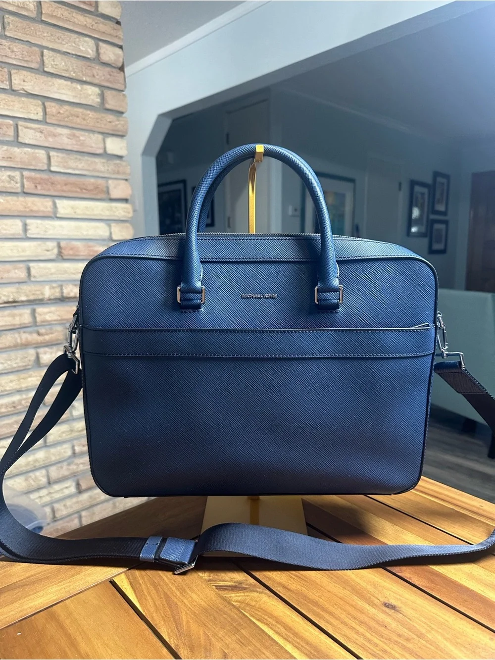 Michael Kors Navy Saffiano Leather Laptop Briefcase